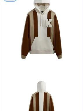 Kith Cream and Brown Striped Hooded Sweatshirt